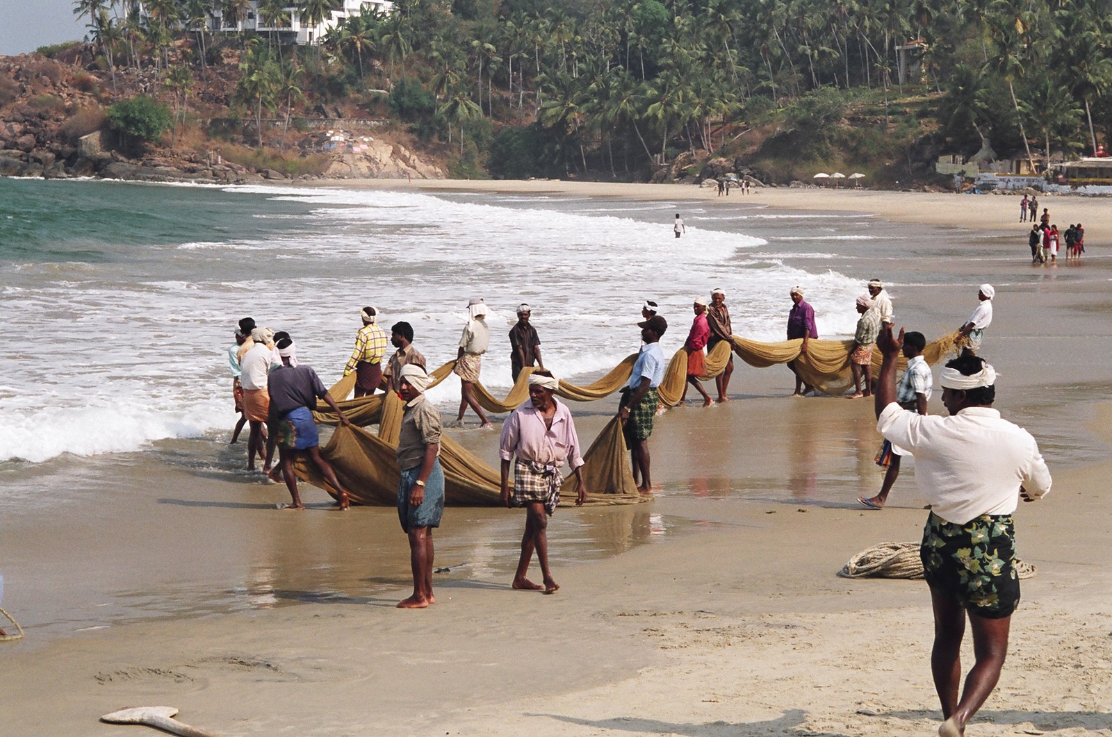 Fishermen gathering their nets