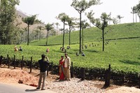 Tourists photographing the tea pickers near Munnar