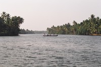 A river taxi ferrying locals across the backwaters
