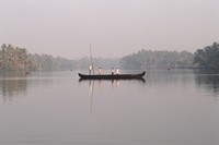 A river taxi ferrying locals across the backwaters