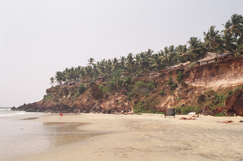 The northern end of the beach at Varkala