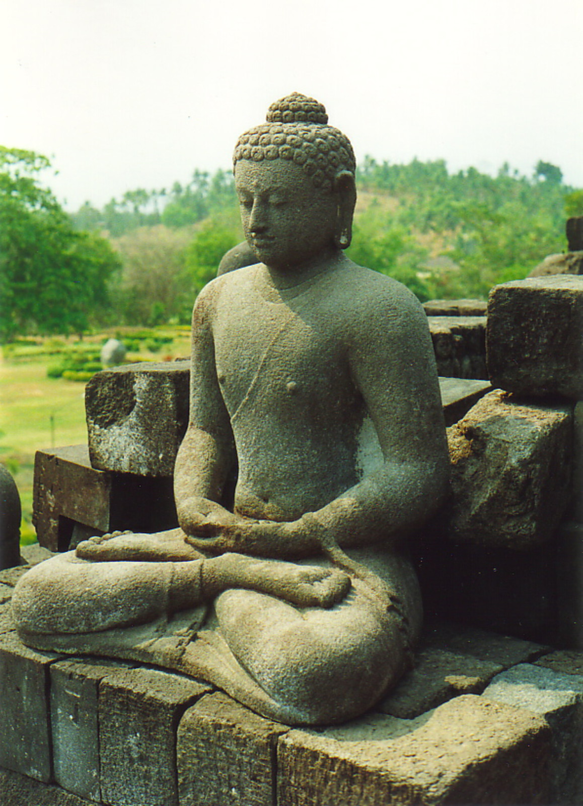 A contemplative Buddha at Borobudur