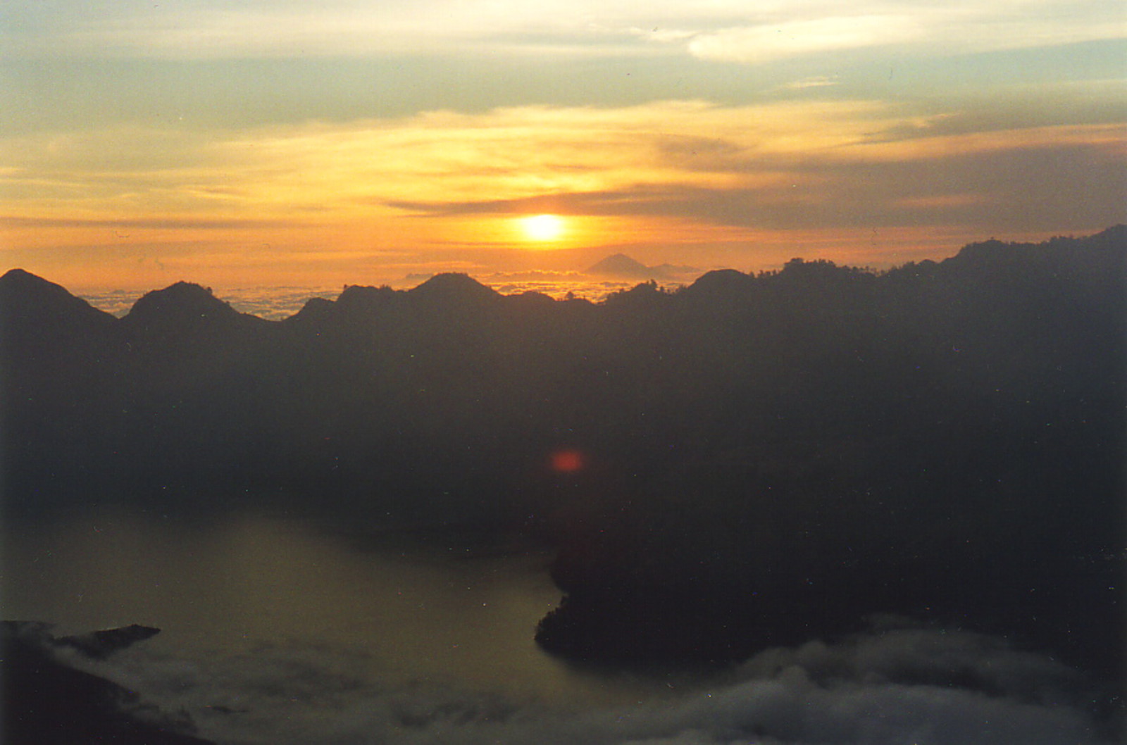 A sunset view from Rinjani's second rim at 3000m