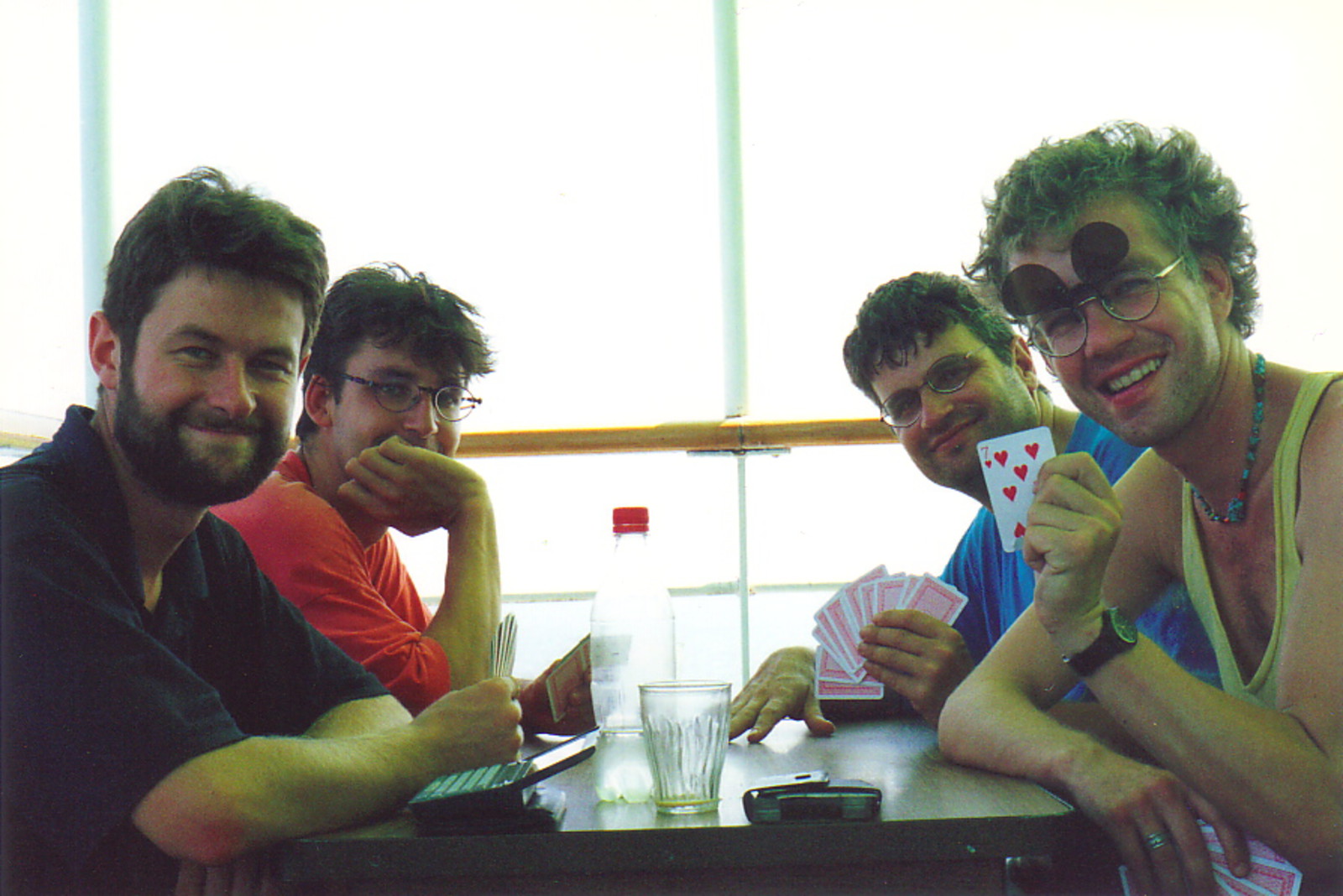 José, Gabi, Peter and Mark on the ferry to Sulawesi