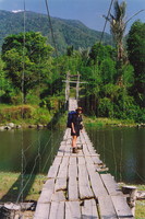Mark crossing the Sungai Leriang