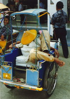 A driver asleep in his becak