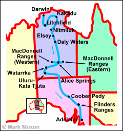 Map of the Red Centre, Australia