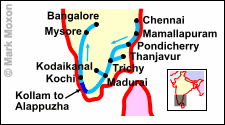 Map of southern India