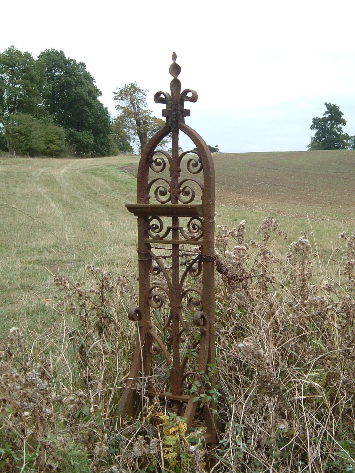 The iron gateposts at the old entrance to Pyrgo Park