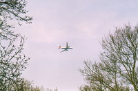 An aeroplane flying overhead