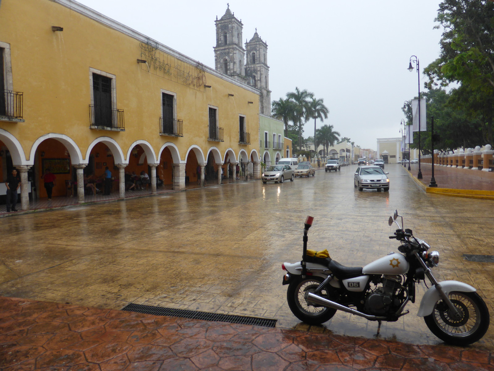The main plaza in the rain