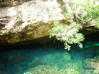 The entrance to Kukulkan cenote, Chac Mool