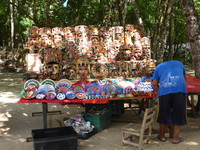 A hawker stall selling masks