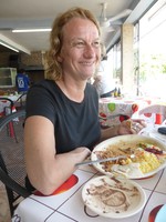 Peta tucking into our first real Mexican meal
