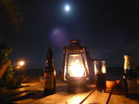 A quiet beer overlooking the beach at the Fusion bar in Playa del Carmen