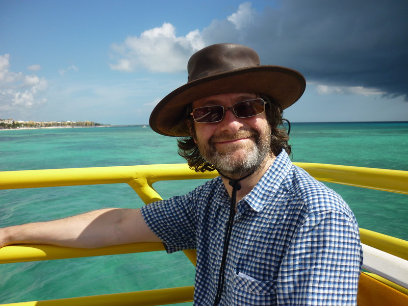 Mark on the ferry to Cozumel