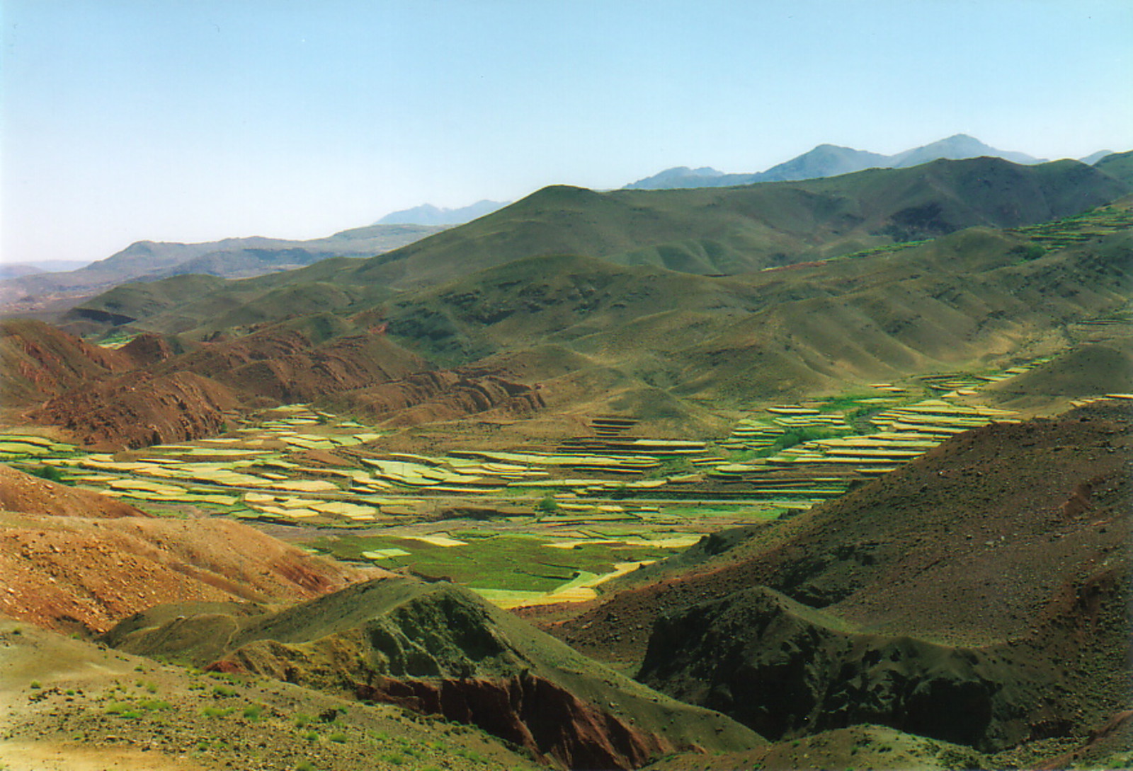Tiers of fields in a mountain valley