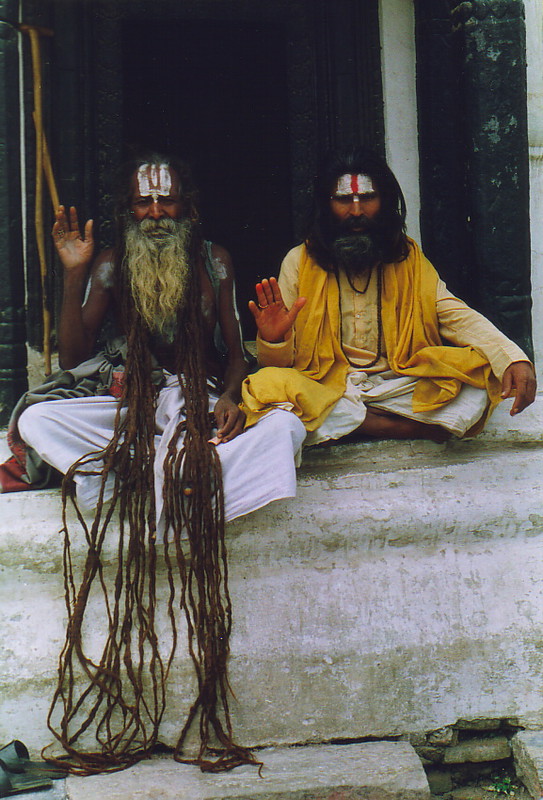 The posing sadhus in Durbar Square