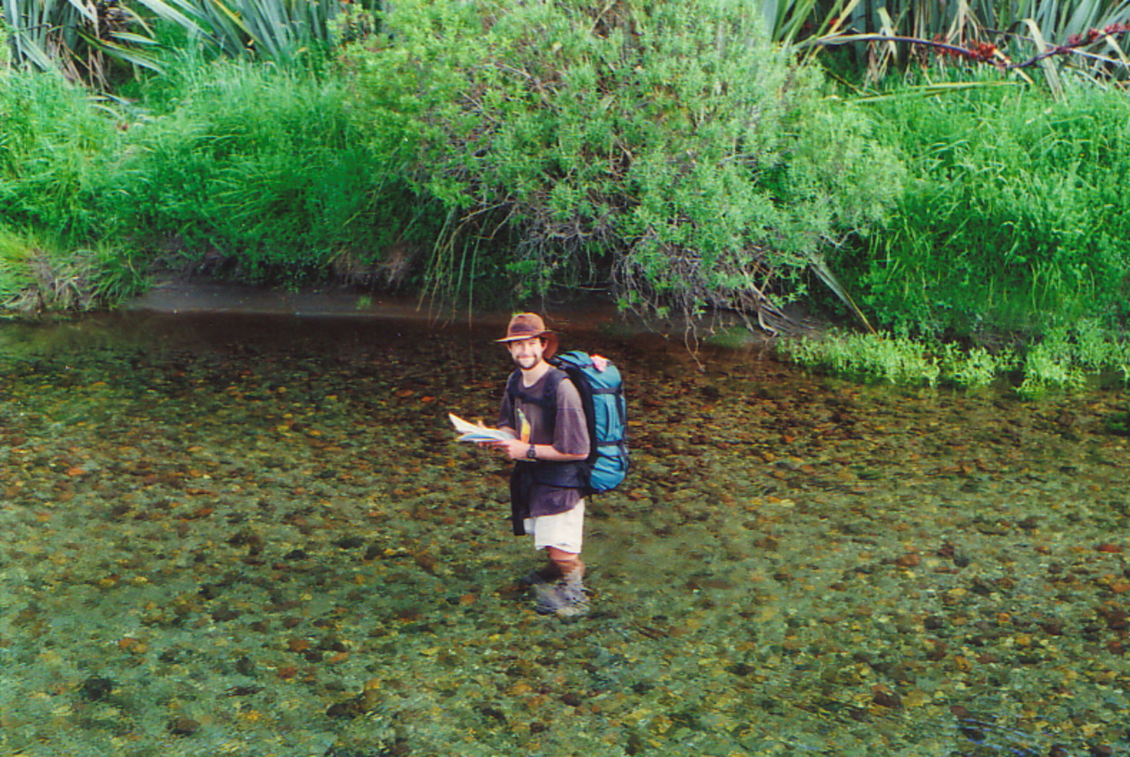 Mark wading across the Barrier River