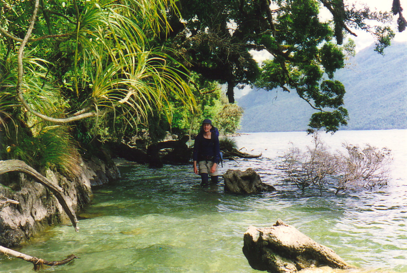 Rick trekking along the shore of Lake Alabaster