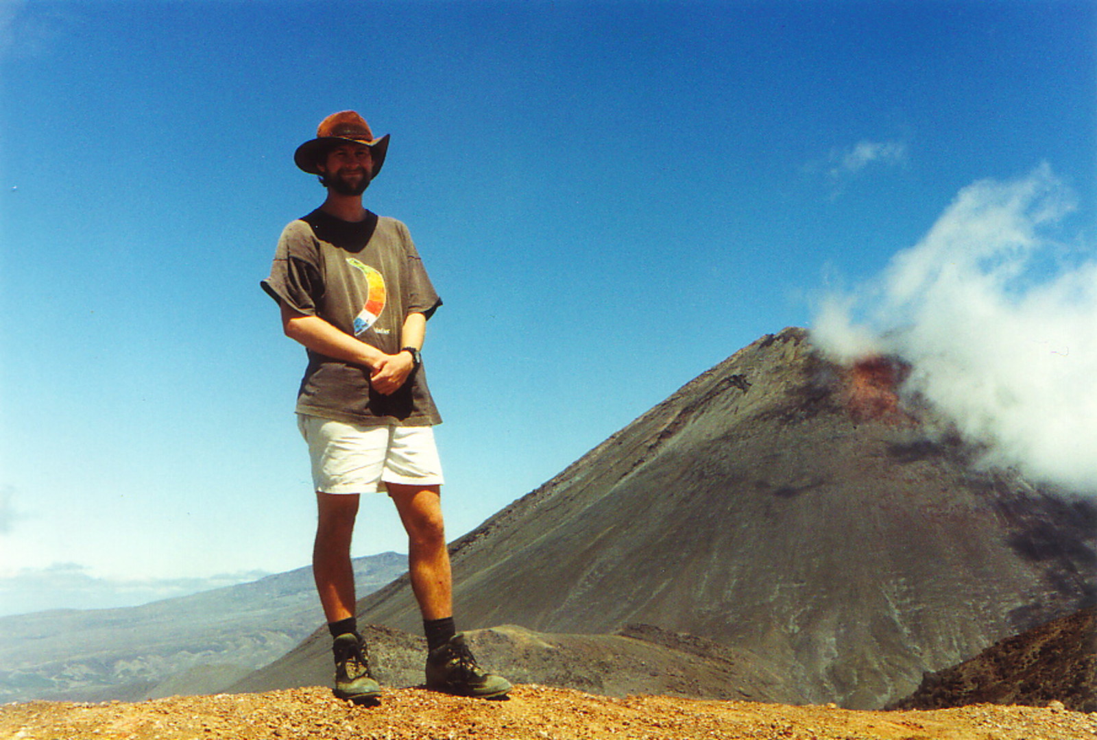 Mark posing in front of Mt Ngauruhoe
