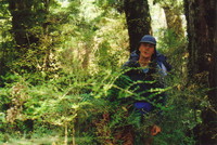 Rick lost in the undergrowth on the Pyke Route