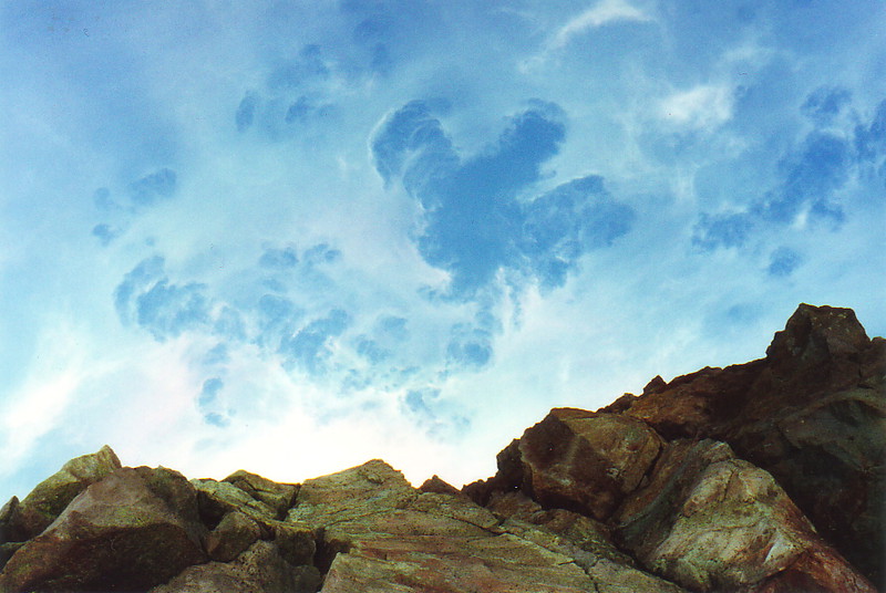 Wolken am Gipfel des Taranaki
