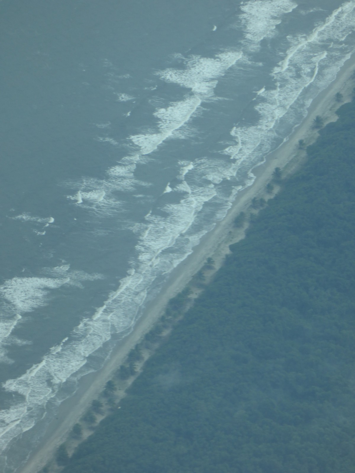 Flying over the east coast of Nicaragua and into the Caribbean