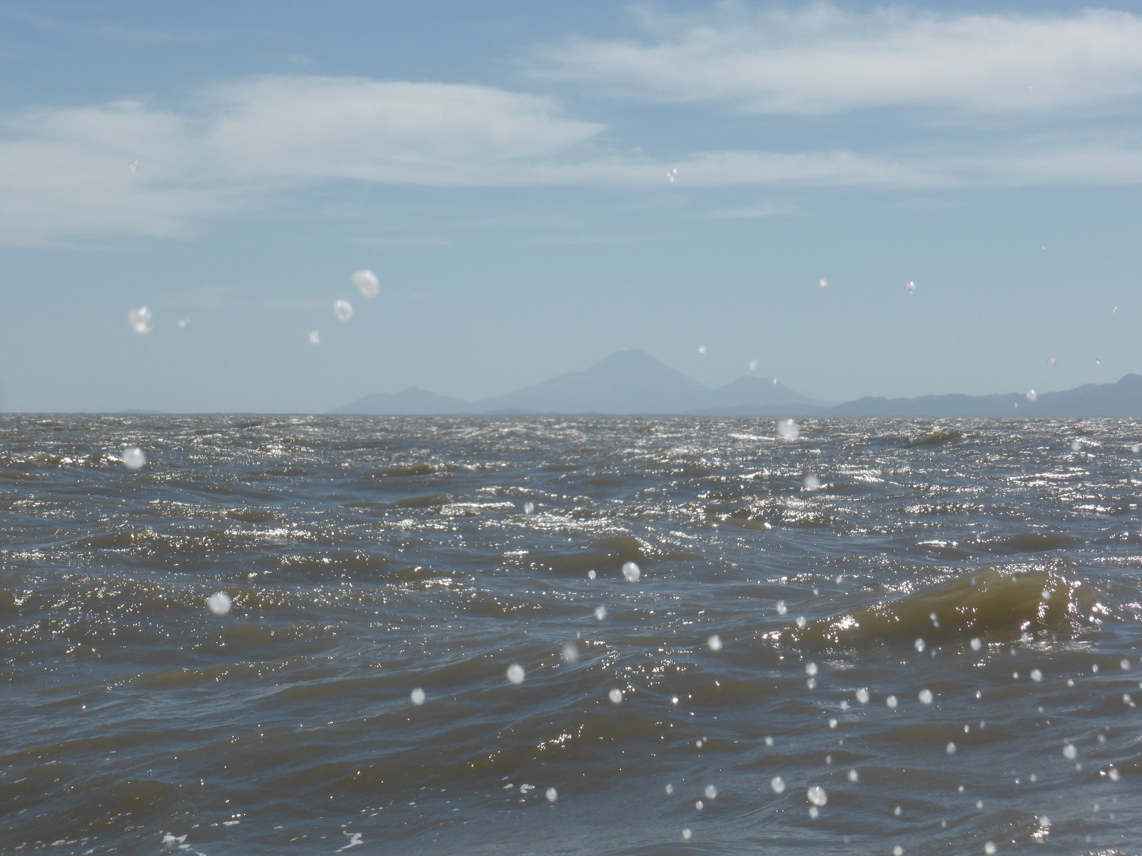 Nicaragua's Volcán San Cristóbal is just visible through the spray