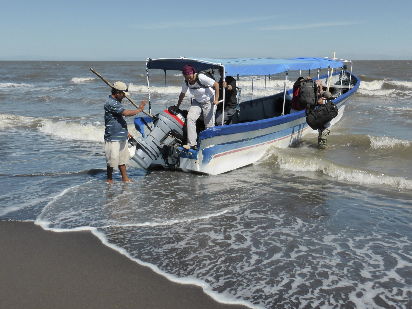 Peta disembarking from the boat