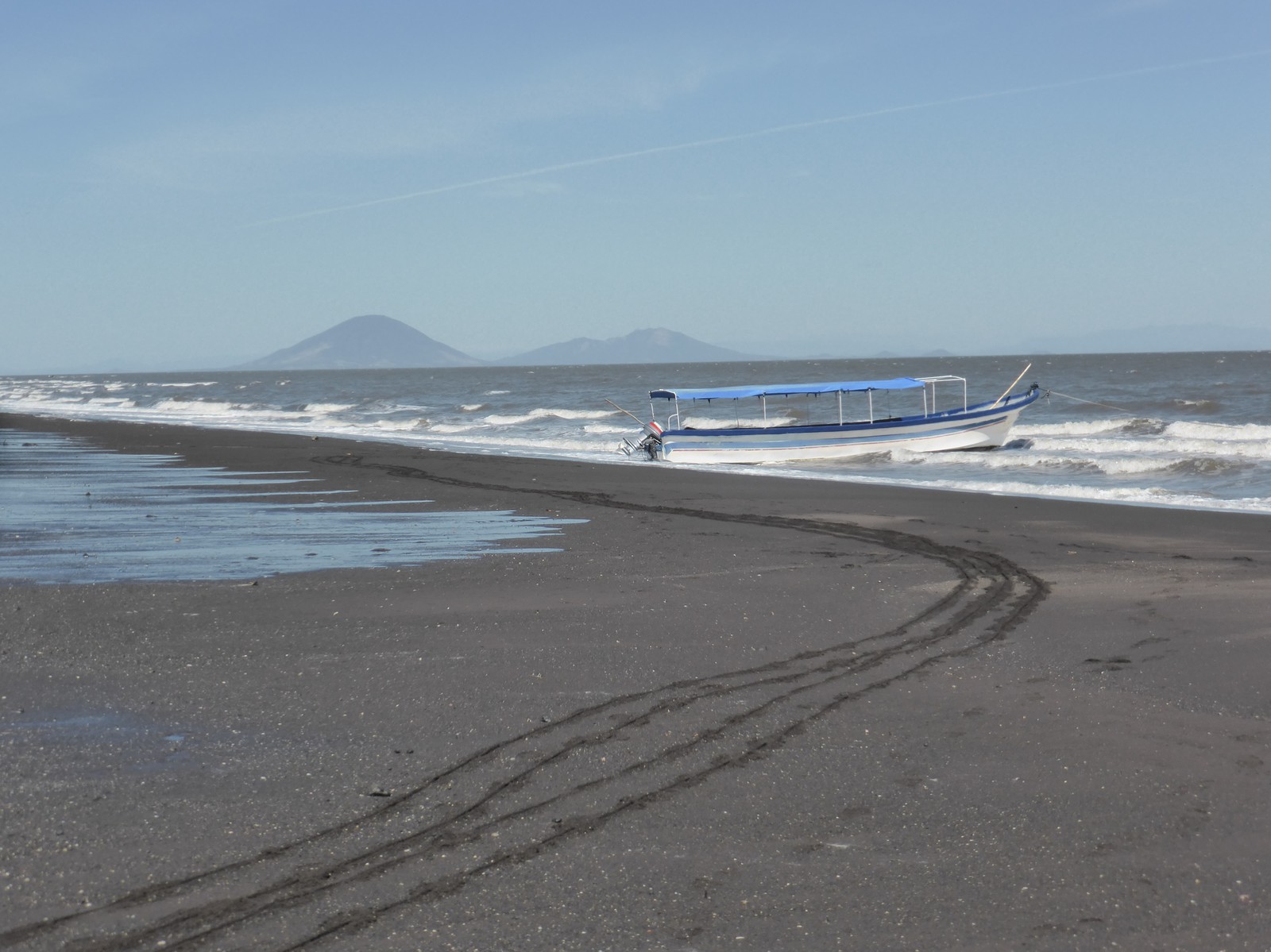 Our trusty transport, pulled up on the beach at Potosí