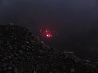The hellish glow of lava 120m down in the middle of the crater