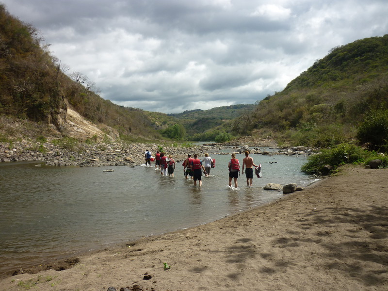 Fording the River Coco on the way back to the highway