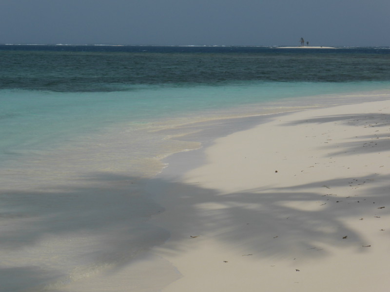 Two-palm island as seen from the pretty little beach to the west of our anchorage