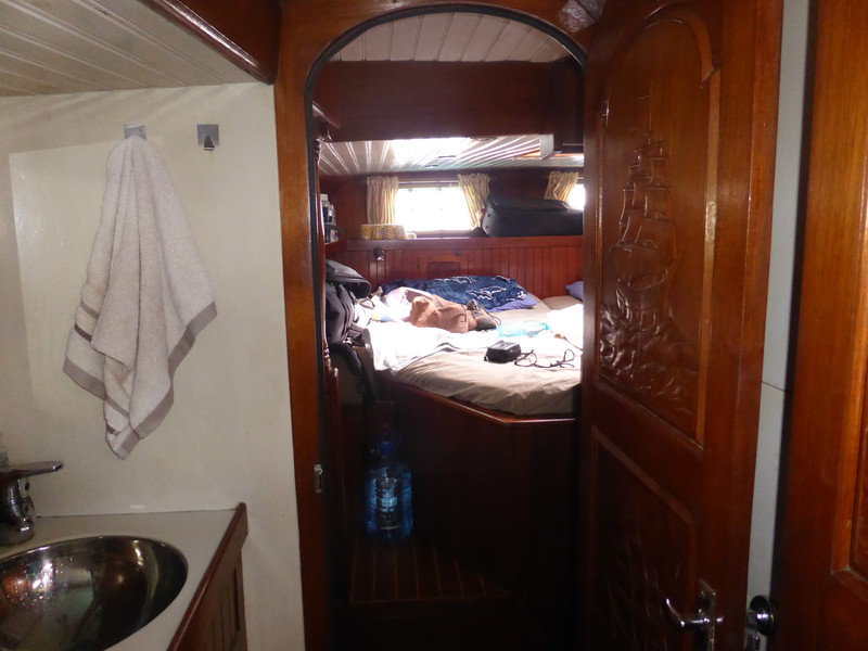 Looking towards the aft cabin through the bathroom