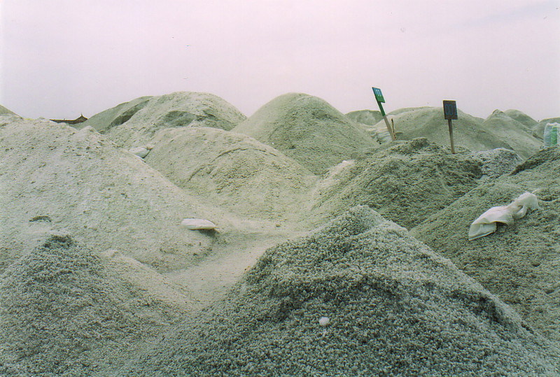 Piles of salt at Lac Retba